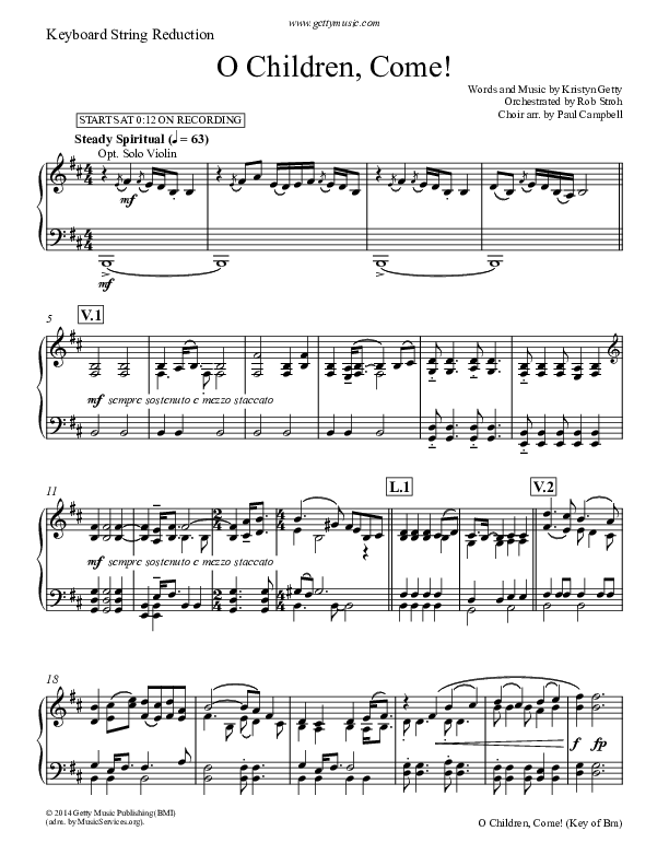 O Children Come Synth Strings (Keith & Kristyn Getty)