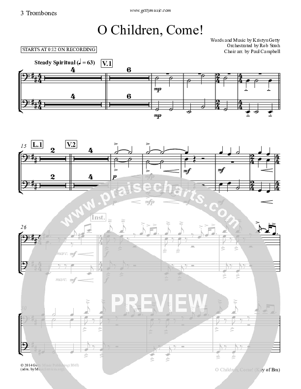 O Children Come Trombone 1/2/3 (Keith & Kristyn Getty)