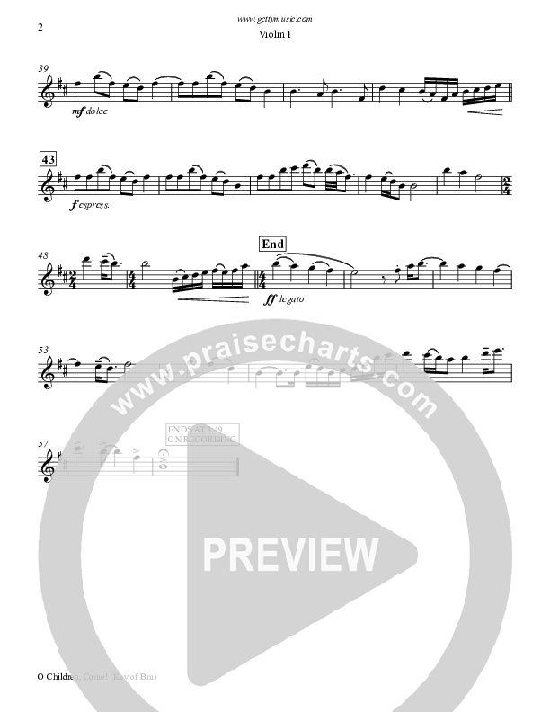 O Children Come Violin 1 (Keith & Kristyn Getty)