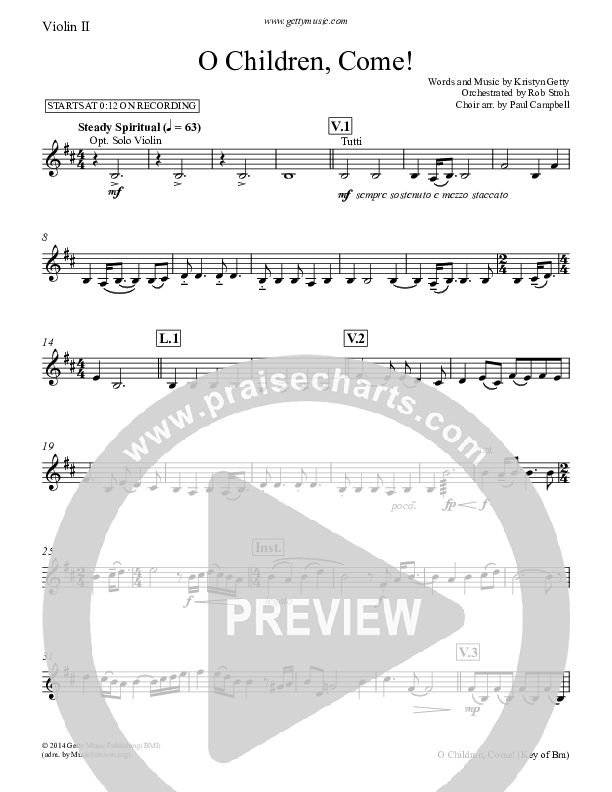 O Children Come Violin 2 (Keith & Kristyn Getty)