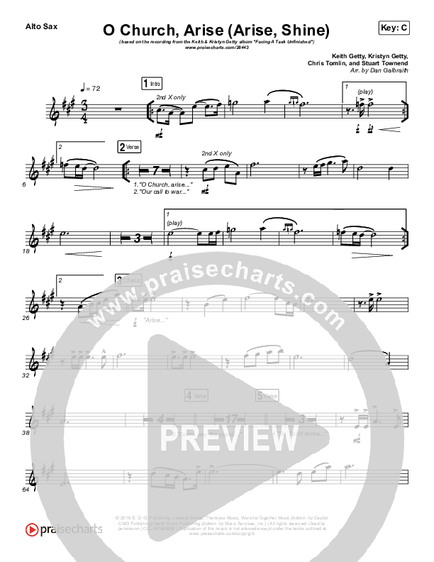 O Church Arise (Arise Shine) Alto Sax (Keith & Kristyn Getty)