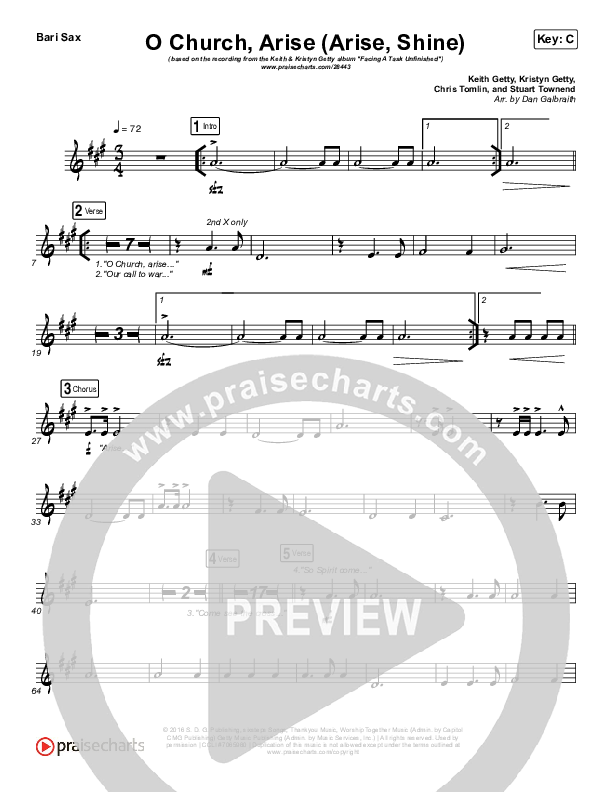 O Church Arise (Arise Shine) Bari Sax (Keith & Kristyn Getty)