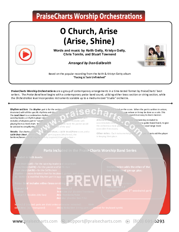 O Church Arise (Arise Shine) Cover Sheet (Keith & Kristyn Getty)