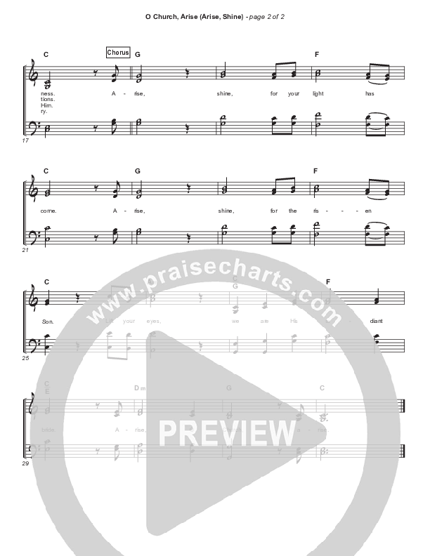 O Church Arise (Arise Shine) Hymn Sheet (Keith & Kristyn Getty)