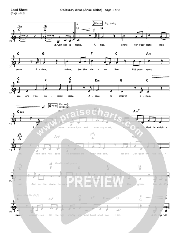 O Church Arise (Arise Shine) Lead Sheet (Melody) (Keith & Kristyn Getty)