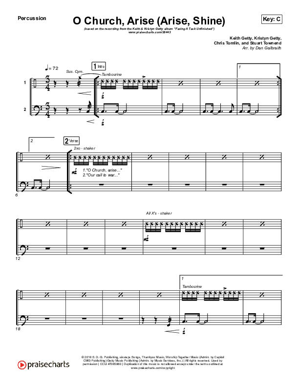 O Church Arise (Arise Shine) Percussion (Keith & Kristyn Getty)