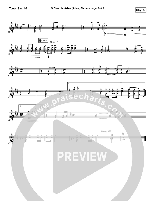 O Church Arise (Arise Shine) Tenor Sax 1/2 (Keith & Kristyn Getty)