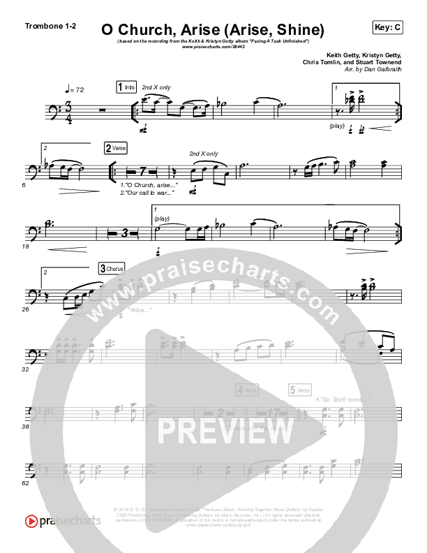 O Church Arise (Arise Shine) Trombone 1/2 (Keith & Kristyn Getty)