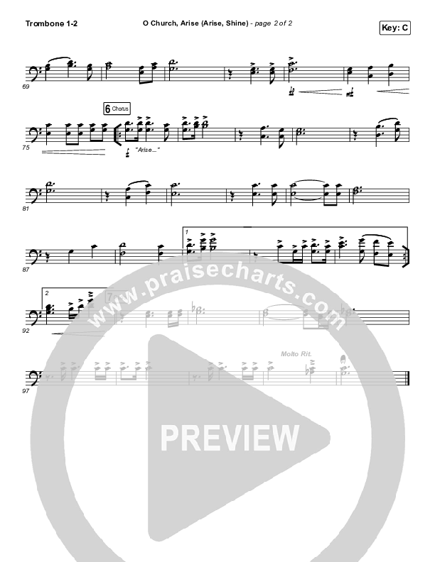 O Church Arise (Arise Shine) Trombone 1/2 (Keith & Kristyn Getty)
