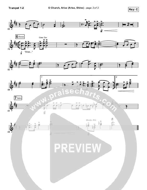 O Church Arise (Arise Shine) Trumpet 1,2 (Keith & Kristyn Getty)
