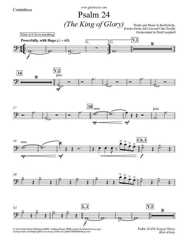 Psalm 24 (The King Of Glory) Contrabass (Keith & Kristyn Getty)