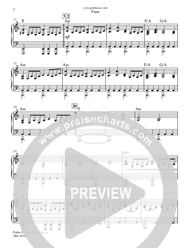 Psalm 24 (The King Of Glory) Piano Sheet (Keith & Kristyn Getty)