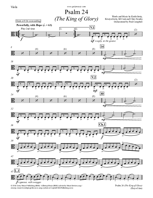 Psalm 24 (The King Of Glory) Viola (Keith & Kristyn Getty)