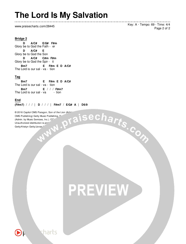 The Lord Is My Salvation Chords & Lyrics (Keith & Kristyn Getty)