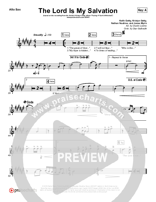 The Lord Is My Salvation Alto Sax (Keith & Kristyn Getty)