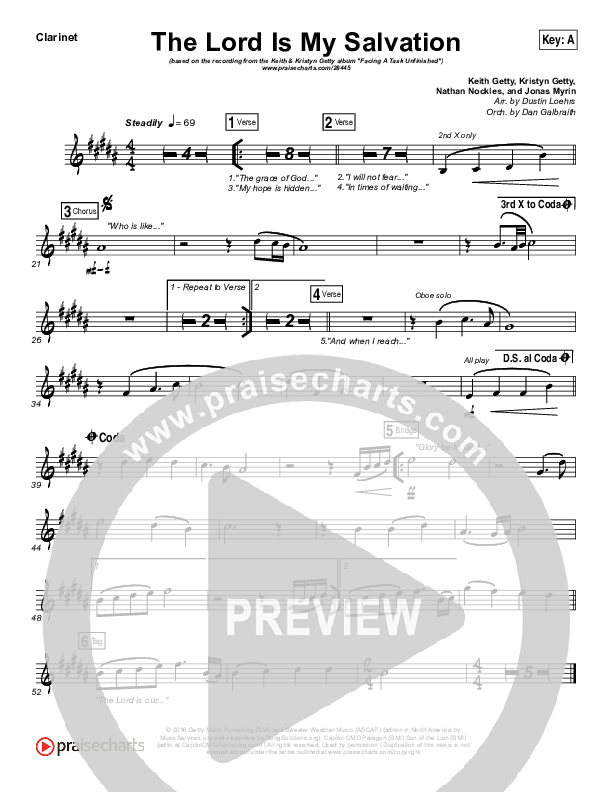 The Lord Is My Salvation Clarinet (Keith & Kristyn Getty)