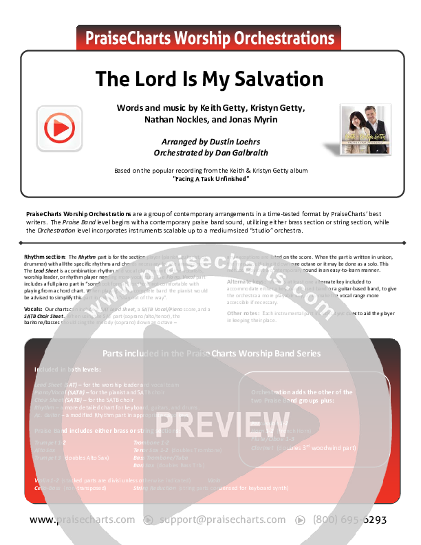 The Lord Is My Salvation Cover Sheet (Keith & Kristyn Getty)