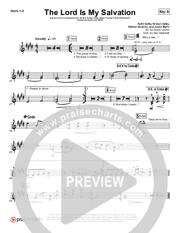 The Lord Is My Salvation French Horn 1/2 (Keith & Kristyn Getty)