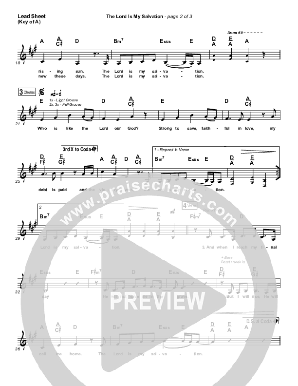 The Lord Is My Salvation Lead Sheet (Melody) (Keith & Kristyn Getty)