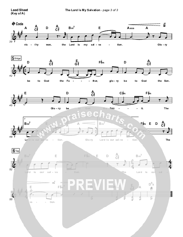 The Lord Is My Salvation Lead Sheet (Melody) (Keith & Kristyn Getty)