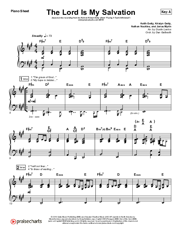 The Lord Is My Salvation Piano Sheet (Keith & Kristyn Getty)