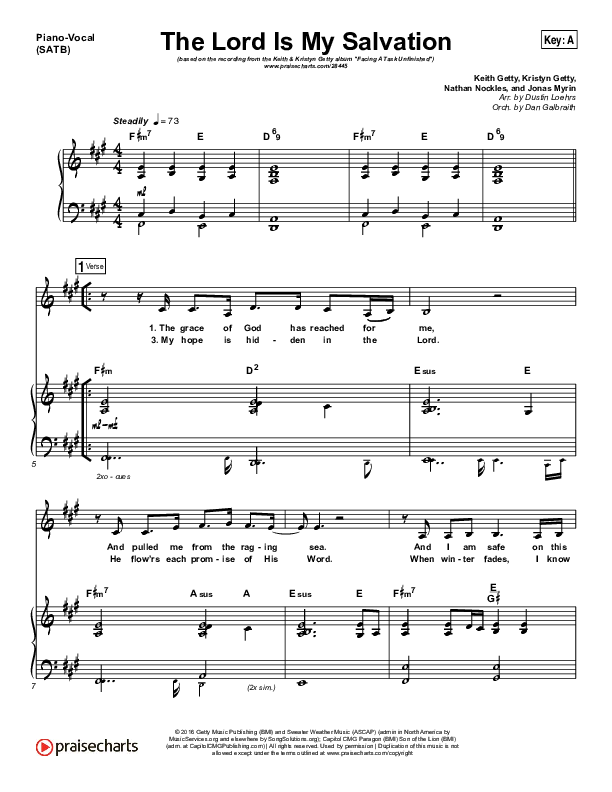 The Lord Is My Salvation Piano/Vocal (SATB) (Keith & Kristyn Getty)