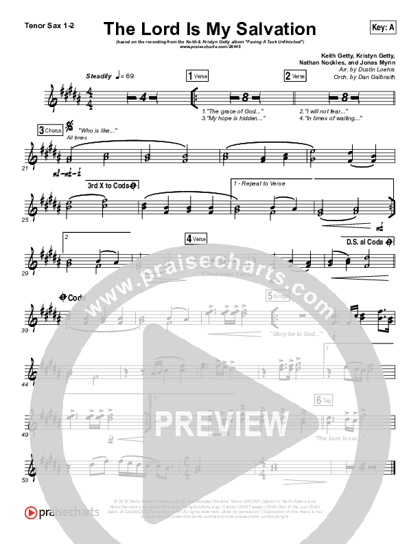 The Lord Is My Salvation Tenor Sax 1/2 (Keith & Kristyn Getty)
