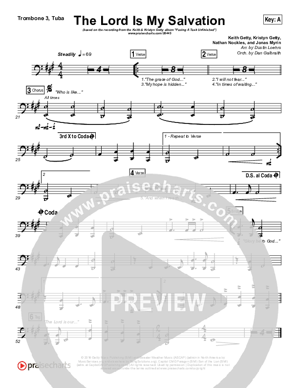 The Lord Is My Salvation Trombone 3/Tuba (Keith & Kristyn Getty)