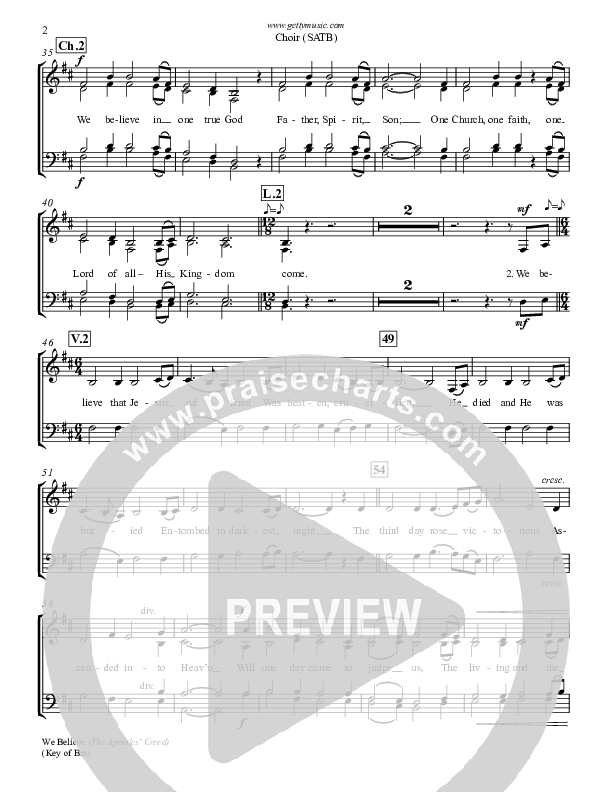 We Believe (Apostles Creed) Choir Sheet (SATB) (Keith & Kristyn Getty)