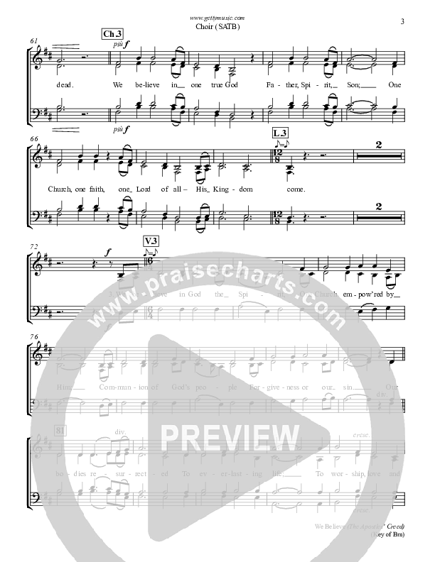 We Believe (Apostles Creed) Choir Sheet (SATB) (Keith & Kristyn Getty)