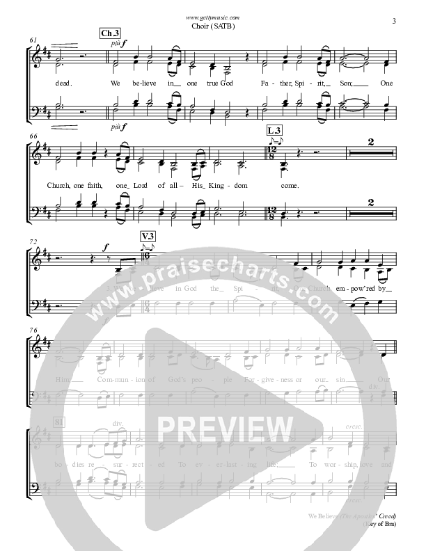 We Believe (Apostles Creed)  Choir Sheet (SATB) (Keith & Kristyn Getty)