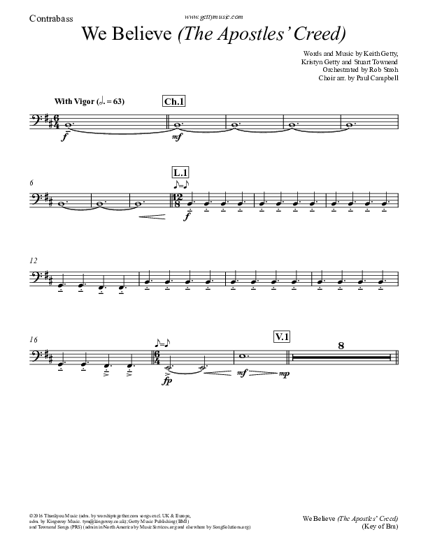 We Believe (Apostles Creed) Contrabass (Keith & Kristyn Getty)