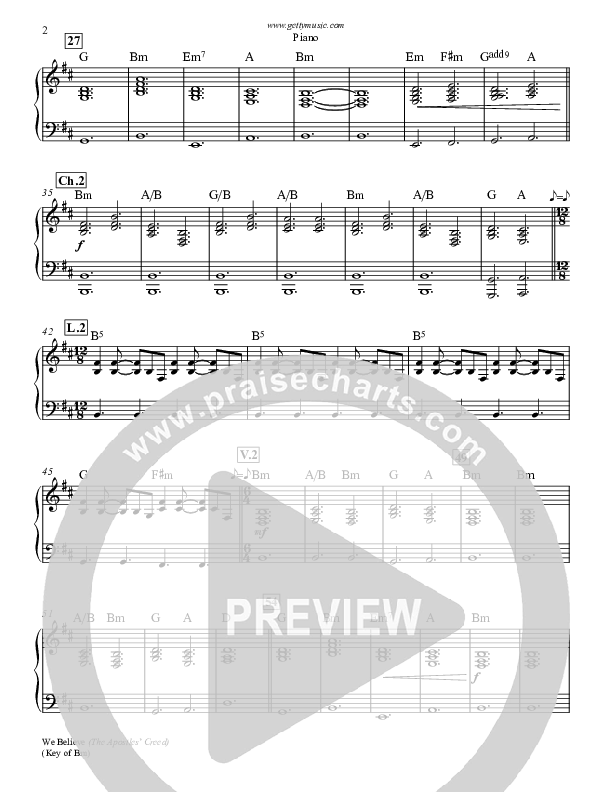 We Believe (Apostles Creed) Piano Sheet (Keith & Kristyn Getty)