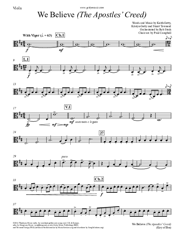 We Believe (Apostles Creed) Viola (Keith & Kristyn Getty)