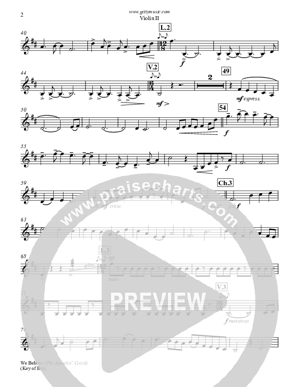 We Believe (Apostles Creed) Violin 2 (Keith & Kristyn Getty)