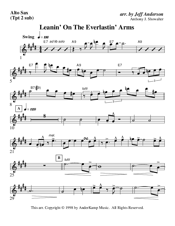 Leanin' On The Everlastin' Arms (Instrumental) Alto Sax (AnderKamp Music)