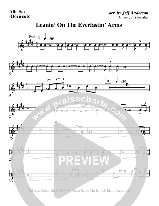 Leanin' On The Everlastin' Arms (Instrumental) Alto Sax (AnderKamp Music)