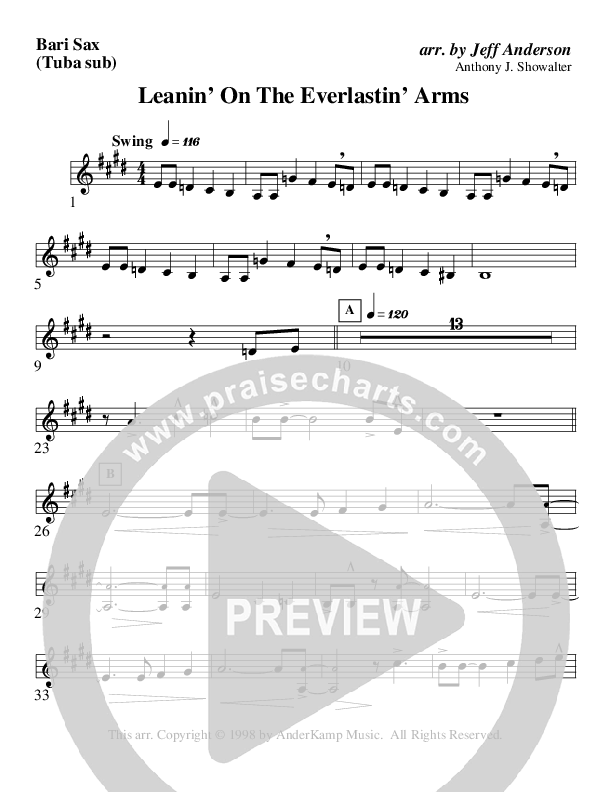 Leanin' On The Everlastin' Arms (Instrumental) Bari Sax (AnderKamp Music)