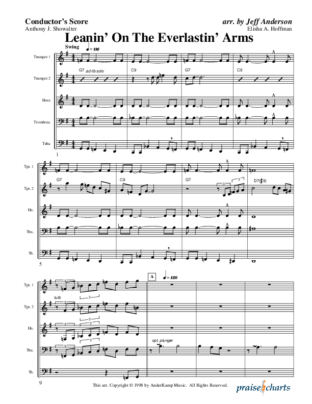 Leanin' On The Everlastin' Arms (Instrumental) Conductor's Score (AnderKamp Music)