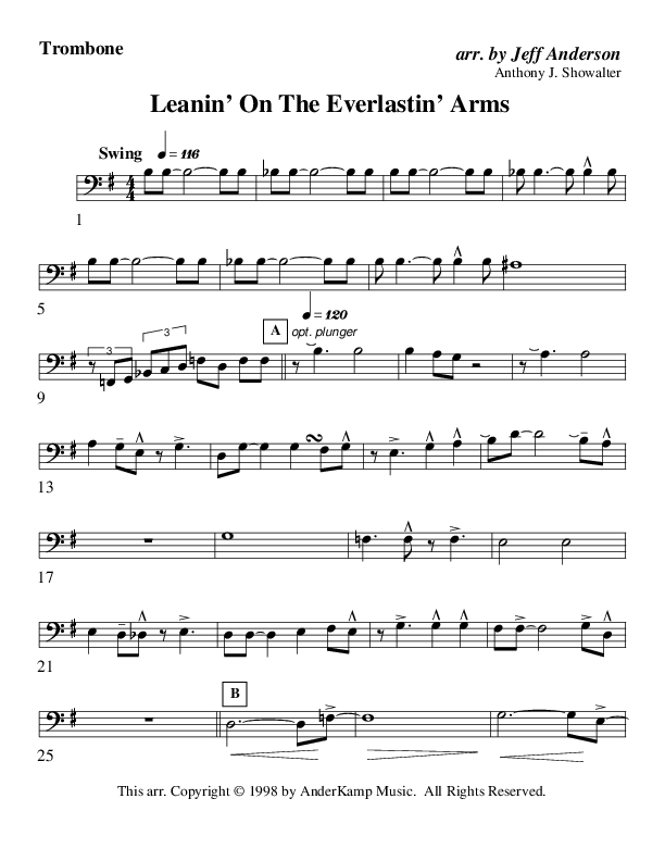 Leanin' On The Everlastin' Arms (Instrumental) Trombone (AnderKamp Music)