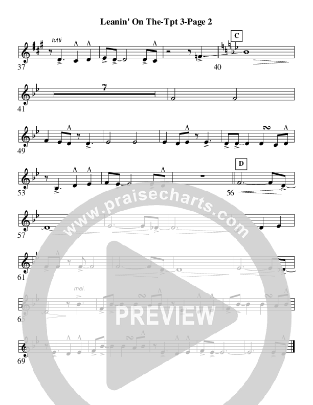 Leanin' On The Everlastin' Arms (Instrumental) Trumpet 3 (AnderKamp Music)