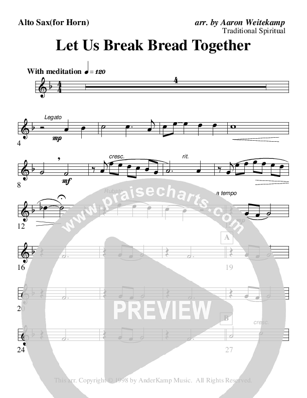 Let Us Break Bread Together (Instrumental) Alto Sax (AnderKamp Music)