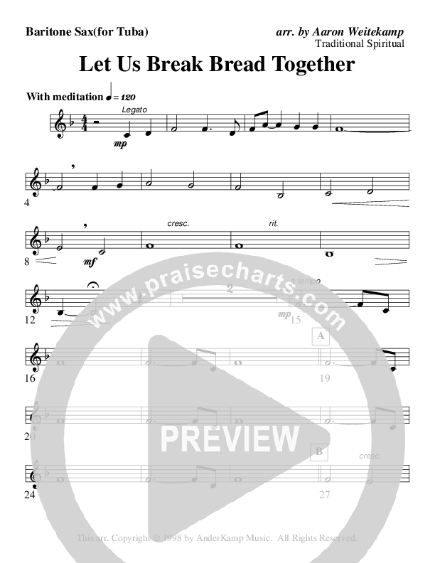 Let Us Break Bread Together (Instrumental) Bari Sax (AnderKamp Music)