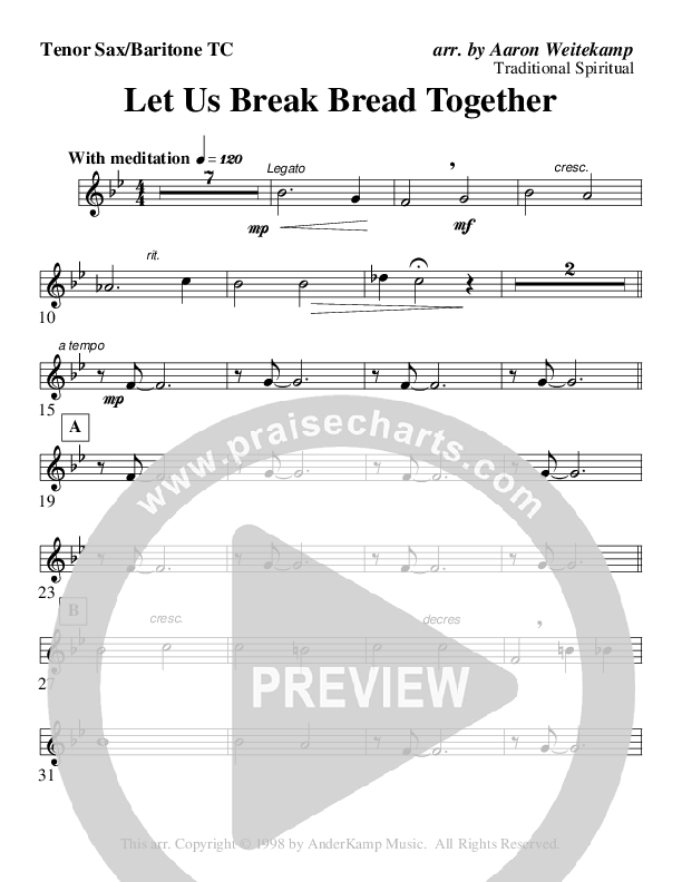 Let Us Break Bread Together (Instrumental) Tenor Sax 2 (AnderKamp Music)