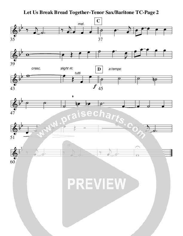 Let Us Break Bread Together (Instrumental) Tenor Sax 2 (AnderKamp Music)