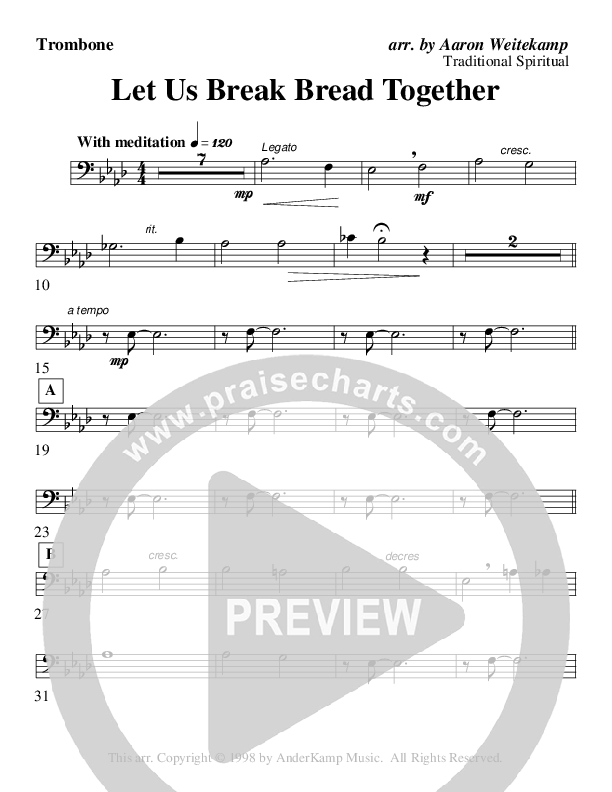 Let Us Break Bread Together (Instrumental) Trombone (AnderKamp Music)