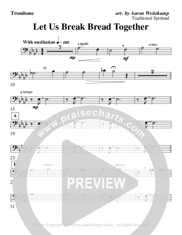 Let Us Break Bread Together (Instrumental) Trombone (AnderKamp Music)