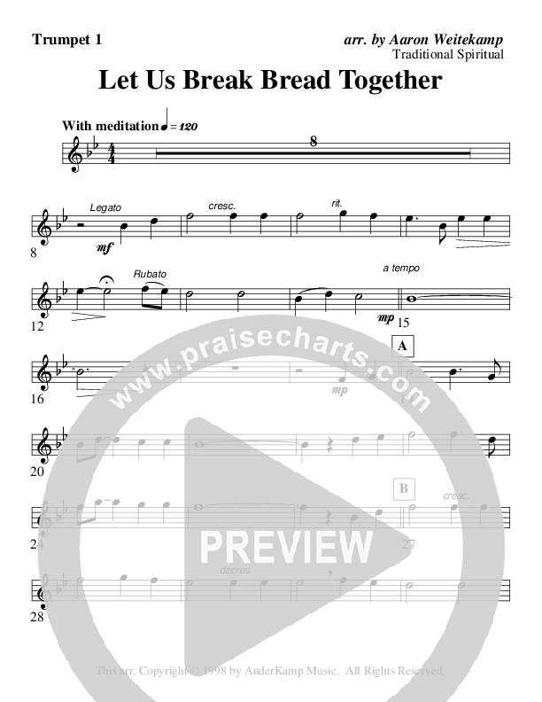 Let Us Break Bread Together (Instrumental) Trumpet 1 (AnderKamp Music)