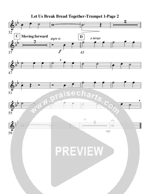 Let Us Break Bread Together (Instrumental) Trumpet 1 (AnderKamp Music)