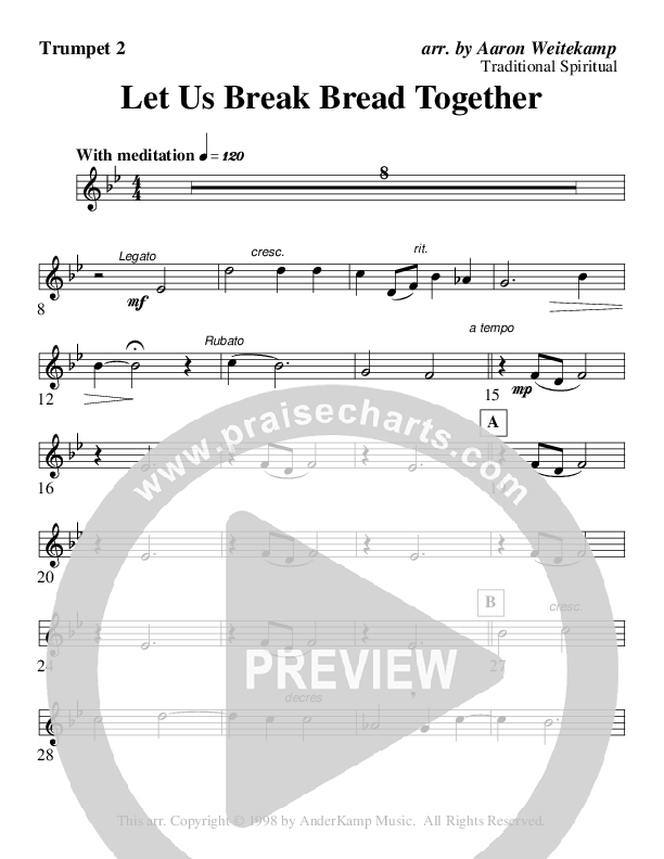 Let Us Break Bread Together (Instrumental) Trumpet 2 (AnderKamp Music)